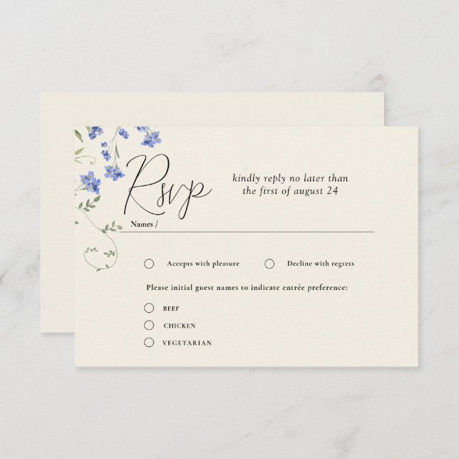 Cartões de RSVP de casamento de prado de flores si (Frente/Verso)