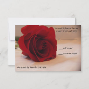 Cartões de RSVP de casamento de rosa vermelha eleg