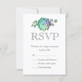 Cartões de RSVP de Casamento de Suculentas Minimal