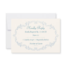 Cartões de RSVP de casamento em azul poeirento vin