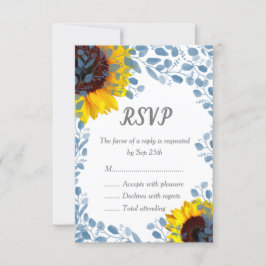 Cartões de RSVP de Casamento Floral de Girassol Az