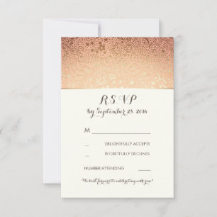 Cartões de RSVP de casamento floral dourado vintag