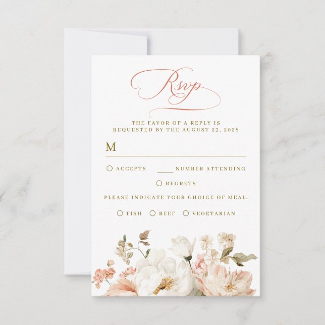 Cartões de RSVP de casamento floral elegante botân (Frente)