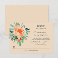 Cartões de RSVP de casamento floral em jade verde