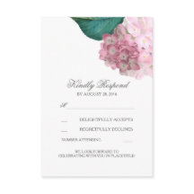 Cartões de RSVP de casamento floral Hortênsia Rosa