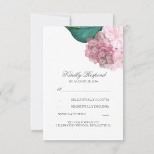 Cartões de RSVP de casamento floral Hortênsia Rosa
