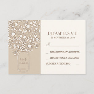 cartões de RSVP de casamento floral mason jar
