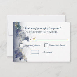 Cartões de RSVP de Casamento Midnight Ink & Gold