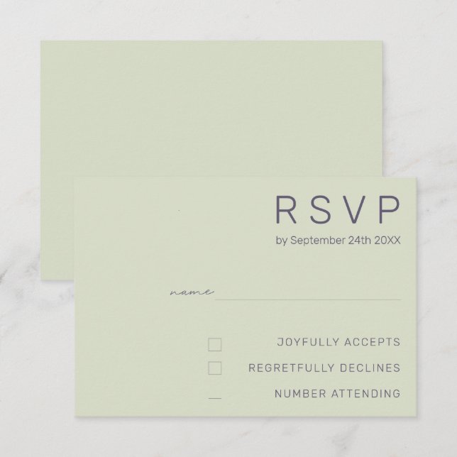 Cartões de RSVP de Casamento Minimalista (Frente/Verso)