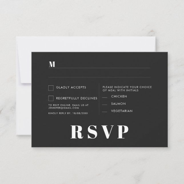 Cartões de RSVP de Casamento Minimalista (Frente)