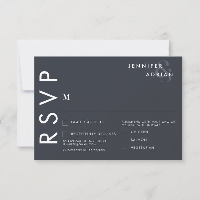 Cartões de RSVP de Casamento Minimalista (Frente)