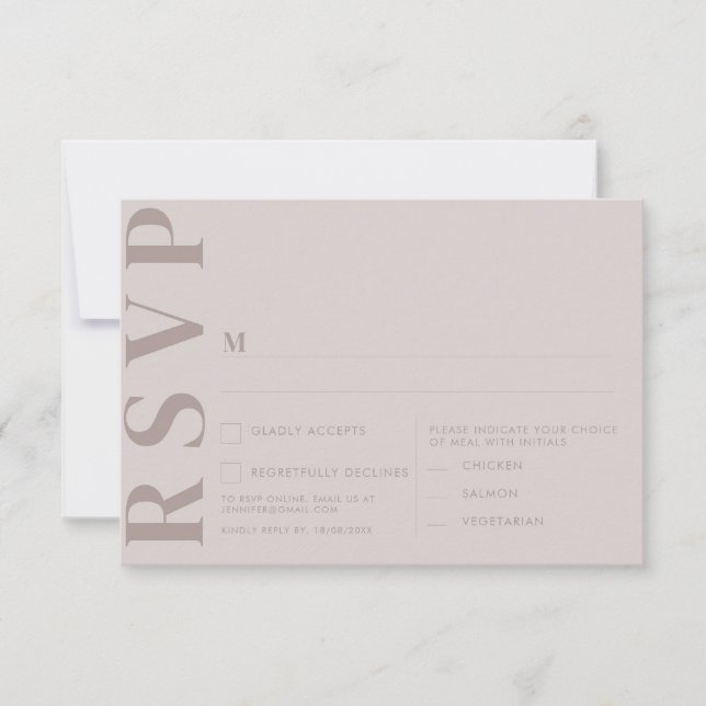 Cartões de RSVP de Casamento Minimalista (Frente)
