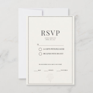Cartões de RSVP de Casamento Minimalista Moderno P
