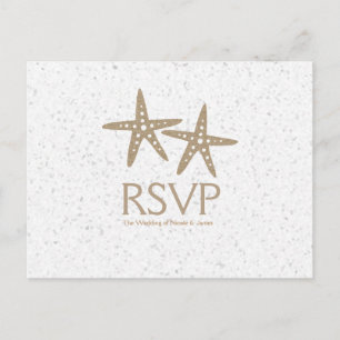 Cartões de RSVP de casamento na praia com duas est