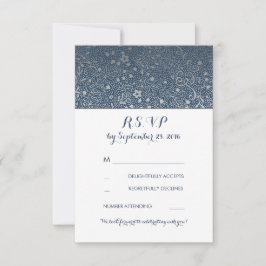 Cartões de RSVP de casamento naval vintage floral