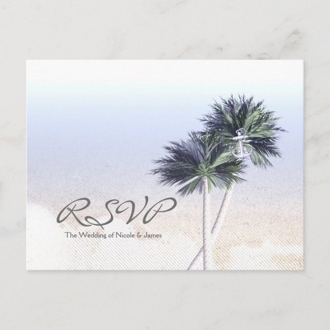 cartões de RSVP de casamento paraíso da praia de p (Frente)