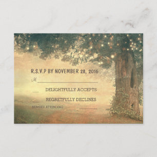 Cartões de RSVP de casamento rústico com árvore e