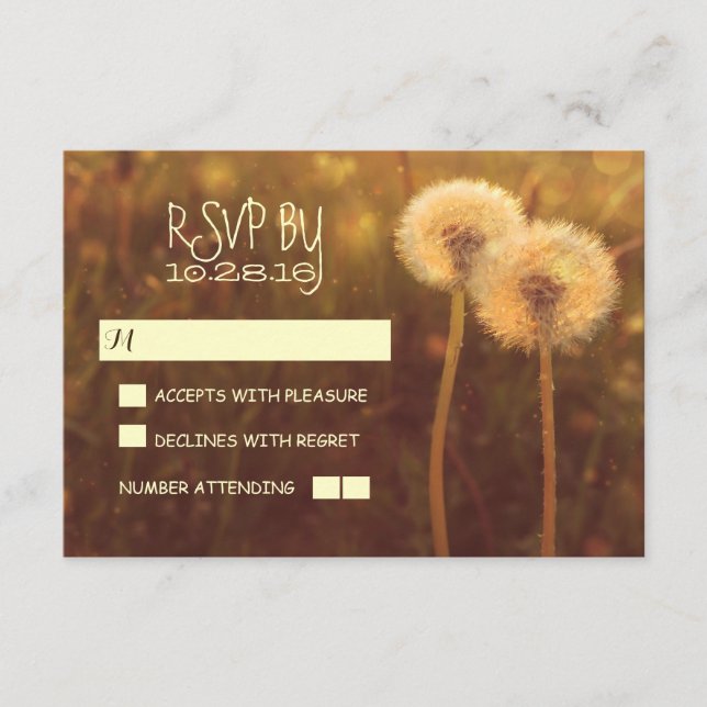 cartões de RSVP de casamento rústico com dentes-de (Frente)