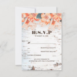 Cartões de RSVP de Casamento Rústico de Casca de B