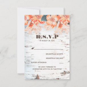 Cartões de RSVP de Casamento Rústico de Casca de B