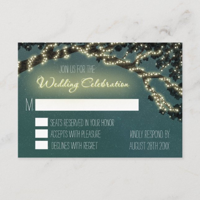 Cartões de RSVP de Casamento Rústico de Galho de Á (Frente)