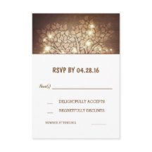 Cartões de RSVP de Casamento Rústico de Madeira co