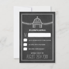 Cartões de RSVP de Casamento Rústico de Quadro Neg