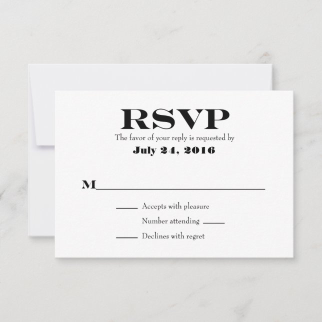 Cartões de RSVP de Casamento Simples (Frente)