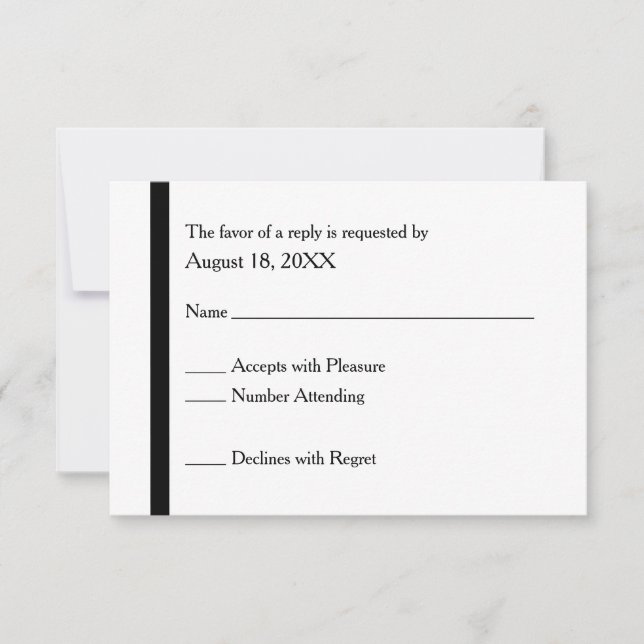 Cartões de RSVP de Casamento Simples Elegantes Pre (Frente)
