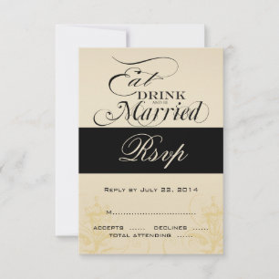 Cartões de RSVP de Casamento Vintage Eat, Drink, B