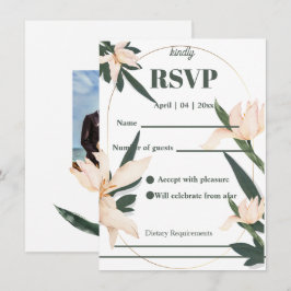 Cartões de RSVP de círculo floral rosa moderno