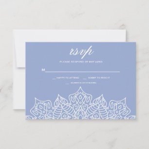 Cartões de RSVP de Mandala Azul e Branco