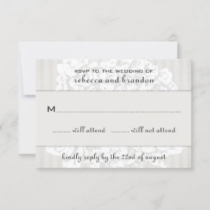 Cartões de RSVP de Noiva com Renda Floral Elegante