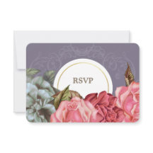 Cartões de RSVP de Pintura Floral Vintage Elegante