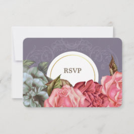 Cartões de RSVP de Pintura Floral Vintage Elegante