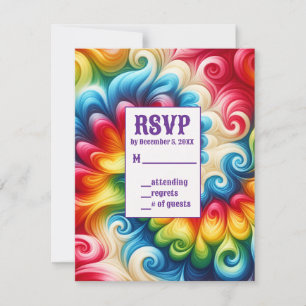 Cartões de RSVP de Tie Dye Psicodélico
