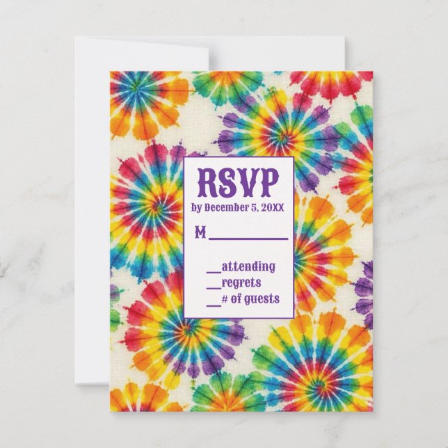 Cartões de RSVP de Tie Dye Psicodélico (Frente)