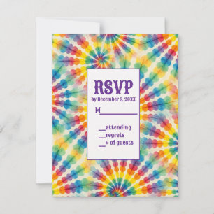 Cartões de RSVP de Tinta Tie Dye Psicodélicos