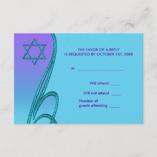 Cartões de RSVP Estrela de Davi Roxo Azul Teal