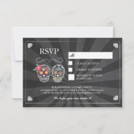 Cartões de RSVP Giz Casamento Rústico Crânio de Aç