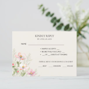 Cartões de RSVP para um casamento de flores silves