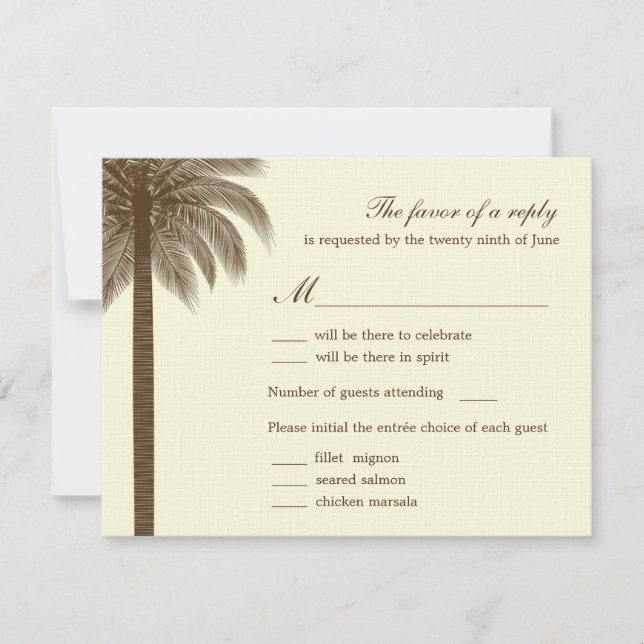 Cartões de RSVP/Resposta de Casamento em Palm Beac (Frente)
