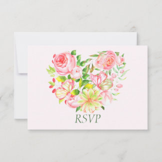 Cartões de RSVP Sweetheart Rosa Pink
