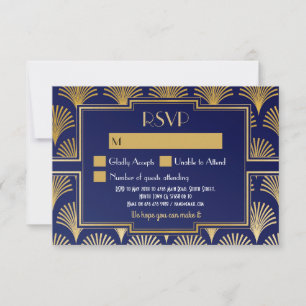 Cartões de RSVP Vintage Gatsby Casamento 1920 Resp