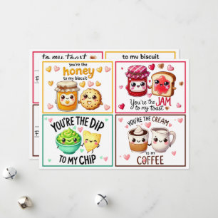 Cartões de Sala de Aula Kawaii Foodie para o Dia d