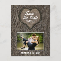 Cartões de Salvar a Data de Carvalho Talhado Rústi