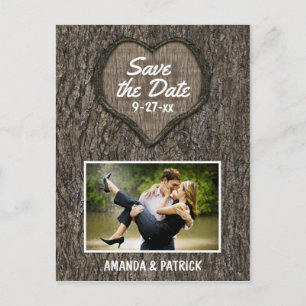 Cartões de Salvar a Data de Carvalho Talhado Rústi