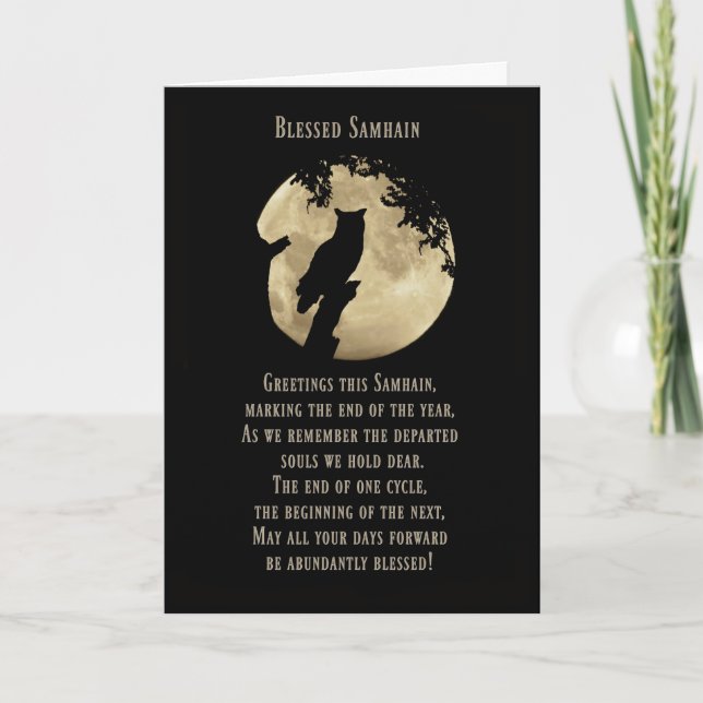 Cartões de Samhain, Samhain Abençoado com Lua e Pr (Frente)