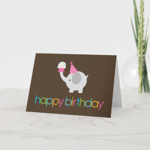 Cartões de saudação de aniversário de elefantes e 