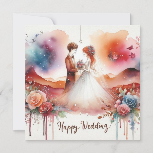 Cartões de Saudação de Casamento Feliz (Frente)